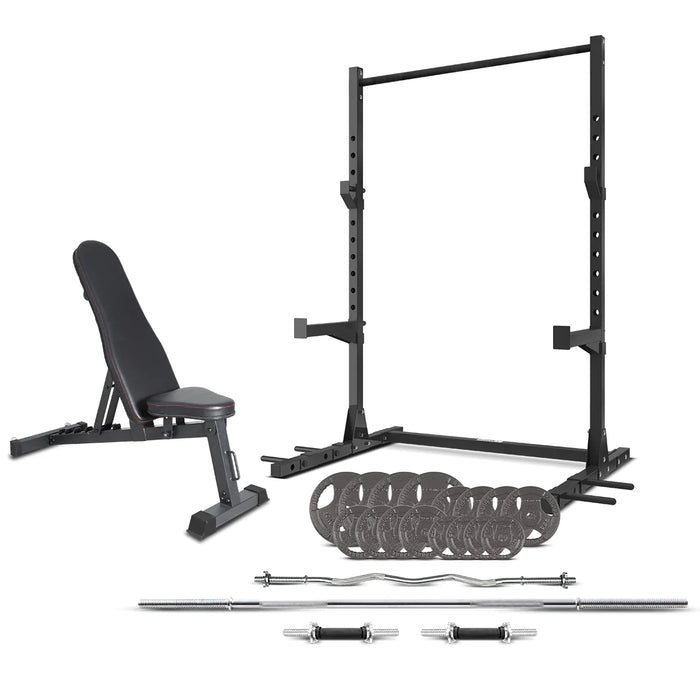 CORTEX SR3 Squat Rack with 90kg Standard Tri-Grip Weight, Bar and Bench Set - FitnessProducts Plus
