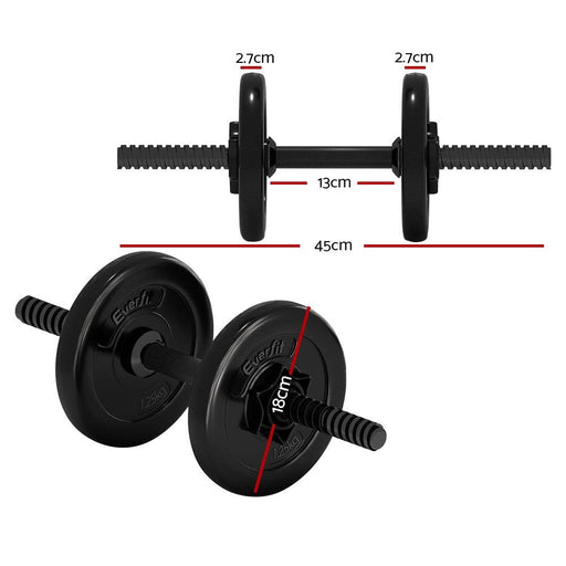 Everfit 7KG Dumbbells Dumbbell Set Weight Plates Home Gym Fitness Exercise - FitnessProducts Plus