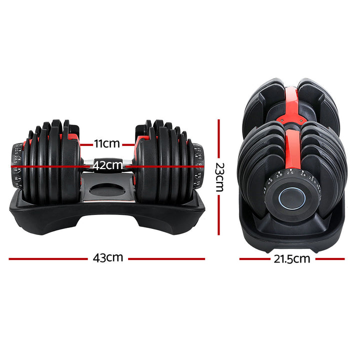 2Pcs 24kg Adjustable Dumbbell Weight Dumbbells Plates Home Gym Fitness Exercise