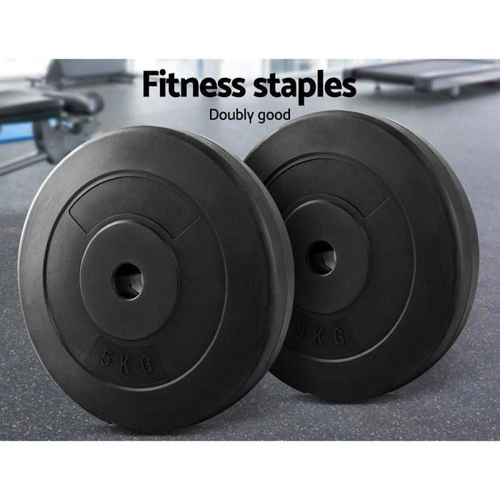 2 x 5KG Barbell Weight Plates Standard Home Gym Press Fitness Exercise Rubber - FitnessProducts Plus