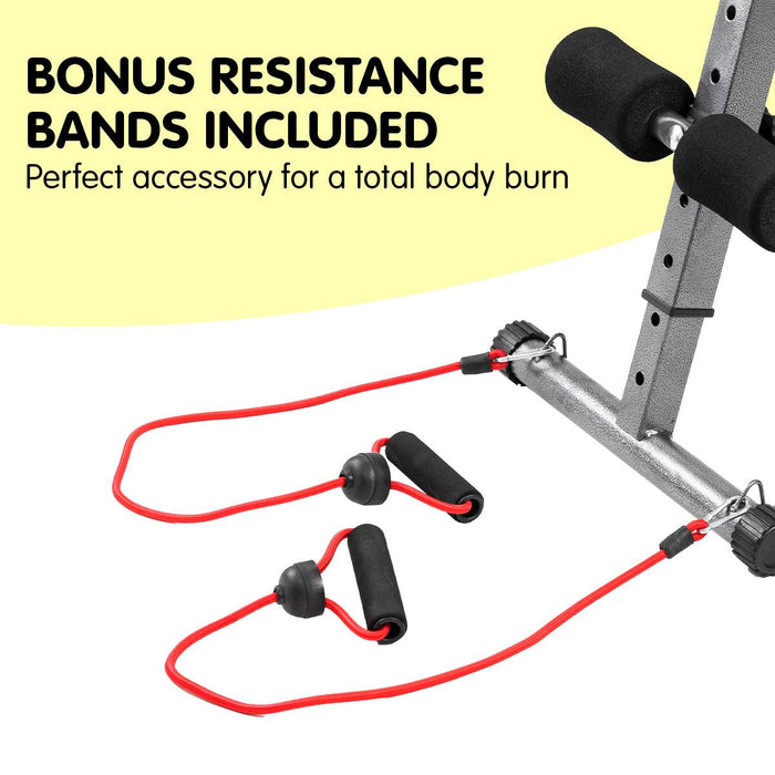 Inclined Sit up bench with Resistance bands - FitnessProducts Plus