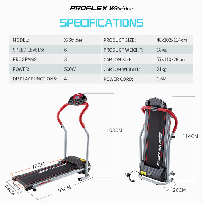 PROFLEX Electric Mini Walking Treadmill Compact Exercise Equipment Fitness Machine