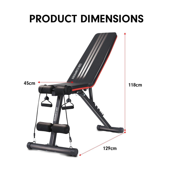 Powertrain Adjustable Incline Decline Exercise Bench Resistance Bands - FitnessProducts Plus