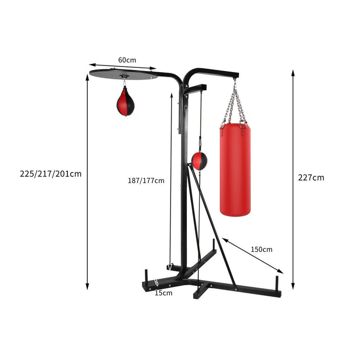 Centra Punching Bag Stand 3 Station Boxing Frame Sports Home Gym Training 227cm - FitnessProducts Plus