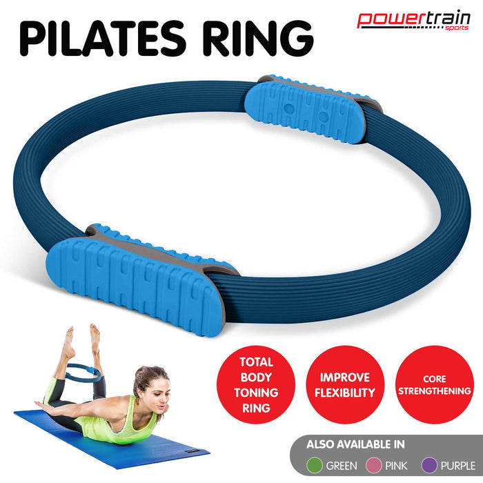 Powertrain Pilates Ring Band Yoga Home Workout Exercise Band Blue - FitnessProducts Plus