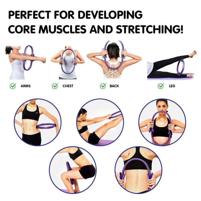 Powertrain Pilates Ring Band Yoga Home Workout Exercise Band Purple - FitnessProducts Plus