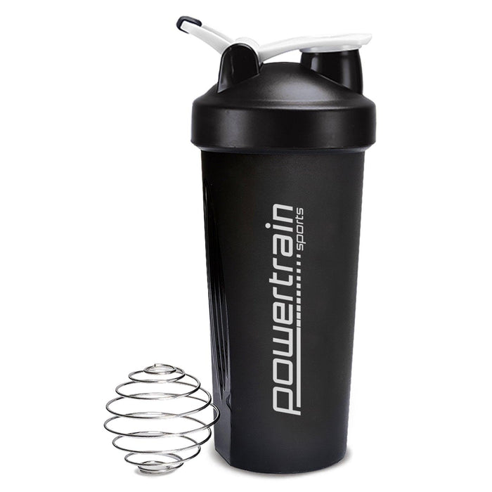 Powertrain 700ml Shaker Bottle Protein Water Sports Drink Black - FitnessProducts Plus