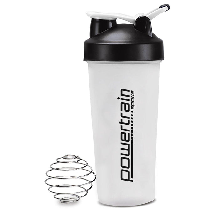 Powertrain 700ml Protein Shaker Bottle Water Sports Drink White - FitnessProducts Plus