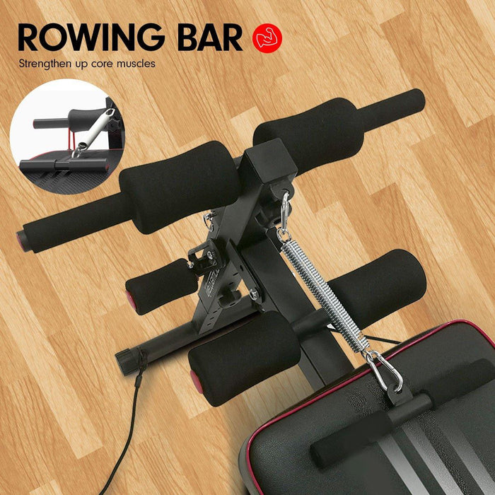 Powertrain Incline Sit-Up Bench with Resistance Bands and Rowing Bar - FitnessProducts Plus