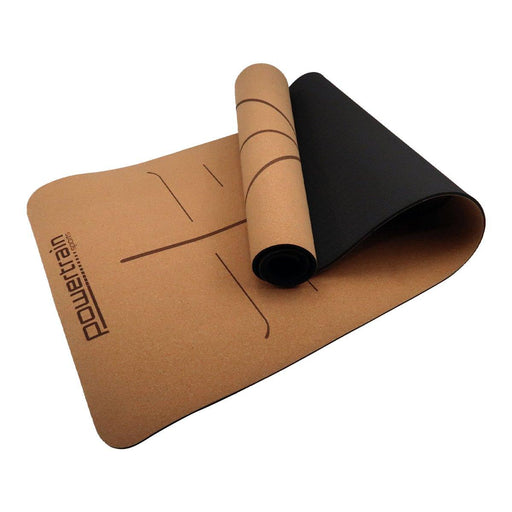 Powertrain Cork Yoga Mat with Carry Straps Home Gym Pilates - Body Line - FitnessProducts Plus