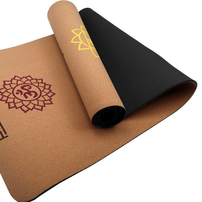 Powertrain Cork Yoga Mat with Carry Straps Home Gym Pilates - Chakras - FitnessProducts Plus
