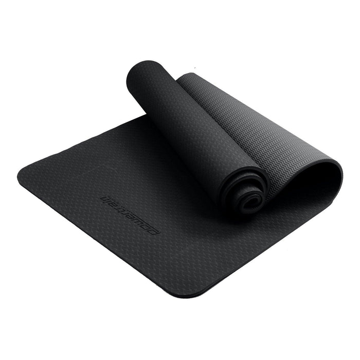 Powertrain Eco-Friendly TPE Yoga Pilates Exercise Mat 6mm - Black - FitnessProducts Plus