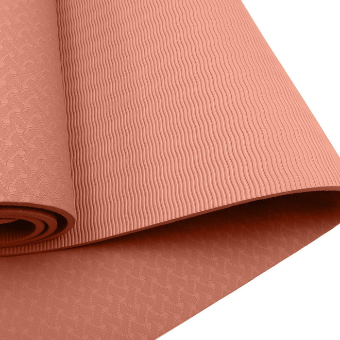 Powertrain Eco Friendly TPE Yoga Exercise Pilates Mat 6mm - Pink - FitnessProducts Plus